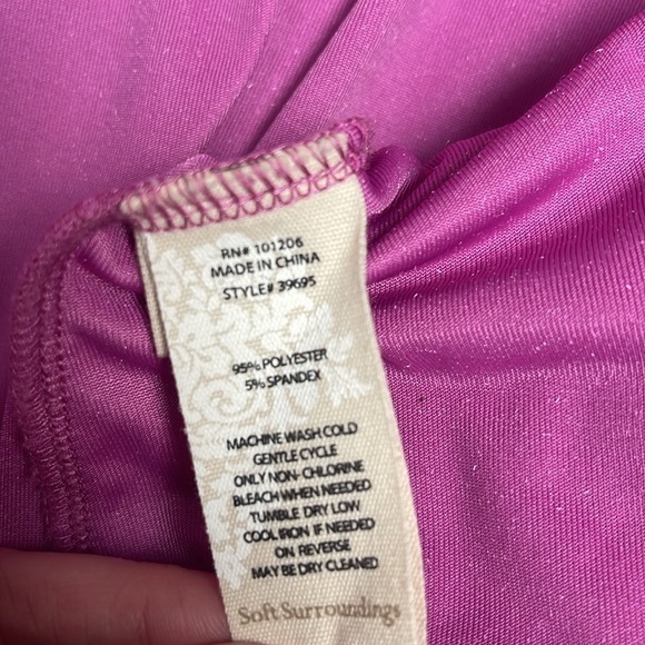 Soft Surroundings Magenta Pink Velvet Long Sleeve Top Size Petite Medium - Picture 4 of 6